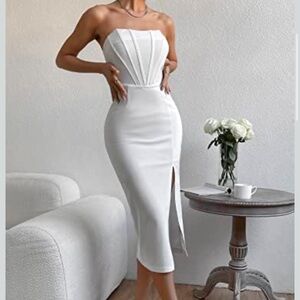 SHEIN White Strapless Midi Dress